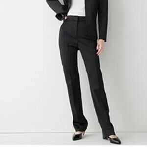 J Crew Collection Kate Straight Leg Pants in Structured Satin Black NWT